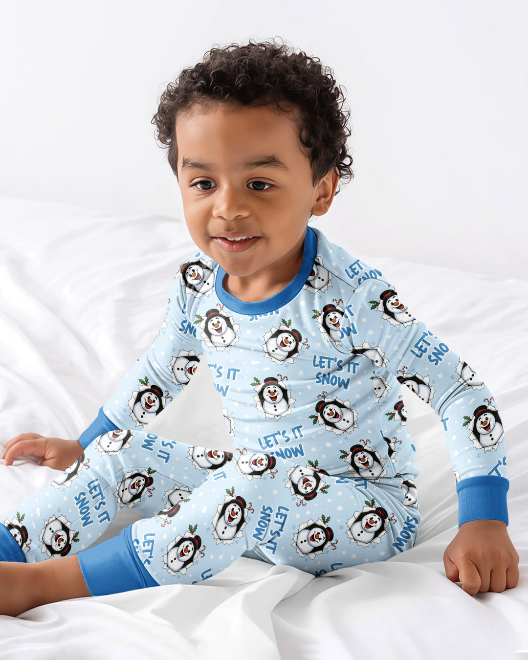 Funny Snowman Bamboo Two Piece Long Sleeve Pajama Set