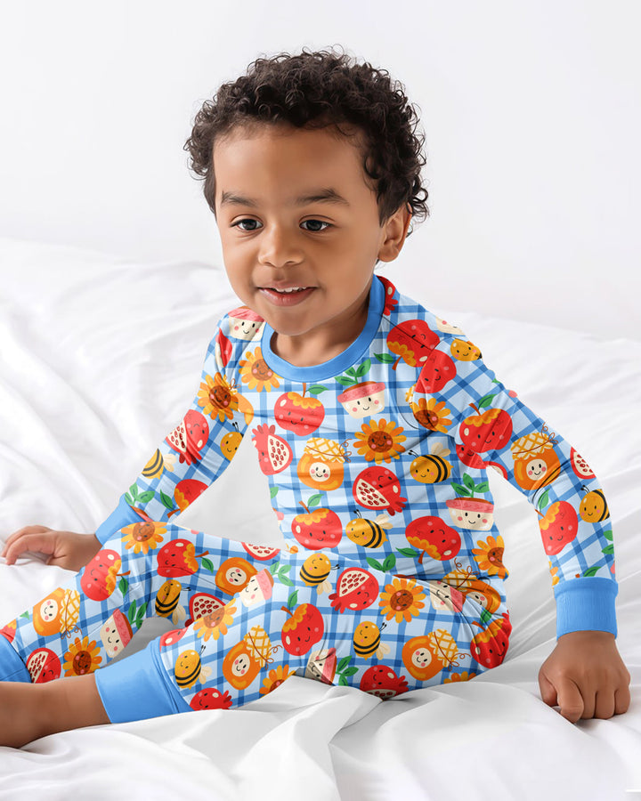 Zweiteiliges Langarm-Pyjama-Set mit Sommerfrüchten