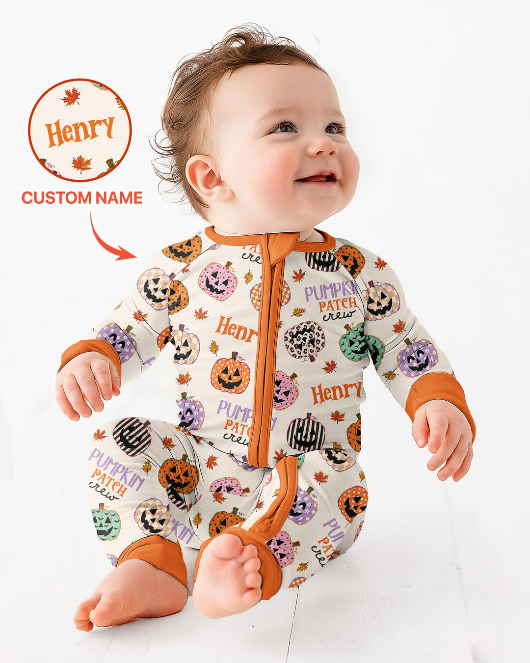 Custom Name Pumpkin Patch Crew Bamboo Convertible Zippy