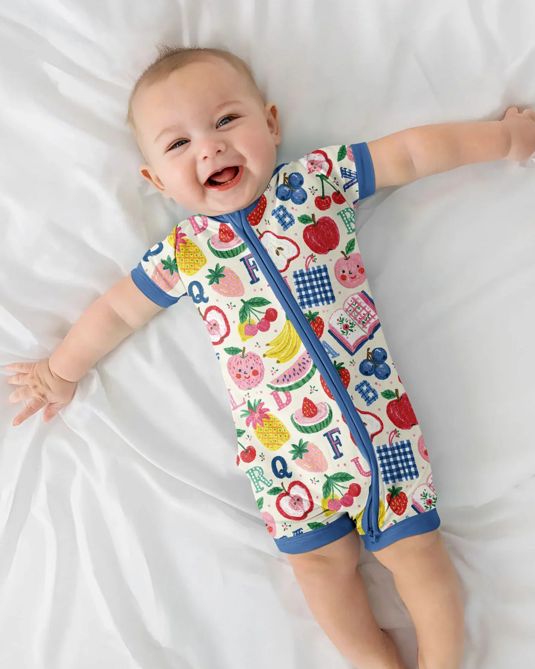 Back To School Fruit Alphabet Bamboo Shorty Zippy