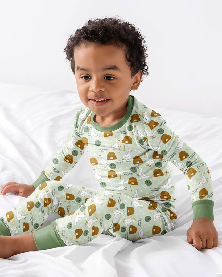 Zweiteiliges Langarm-Pyjama-Set mit Sommerfrüchten