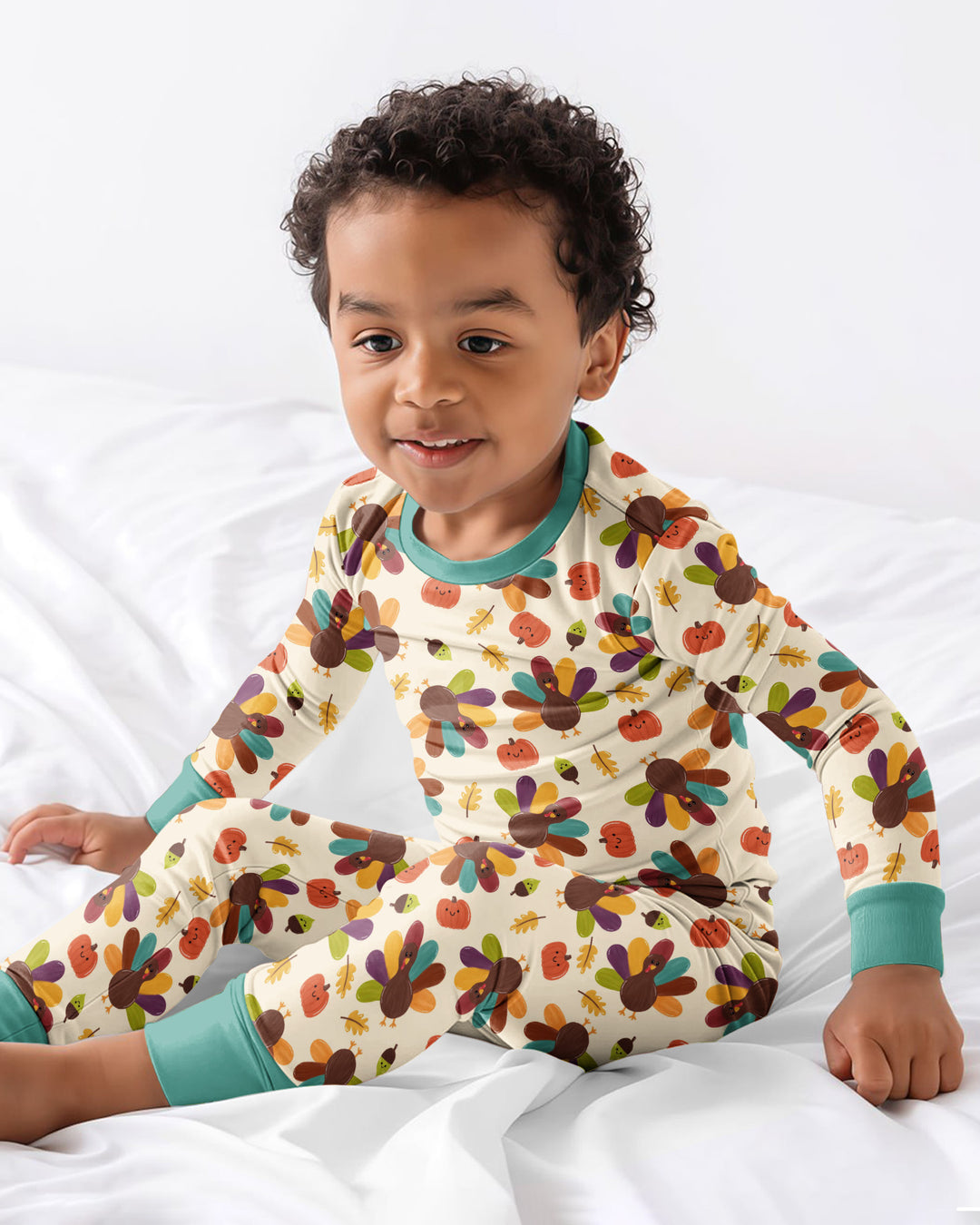 Thankful Turkey Days Bamboo Two Piece Long Sleeve Pajama Set