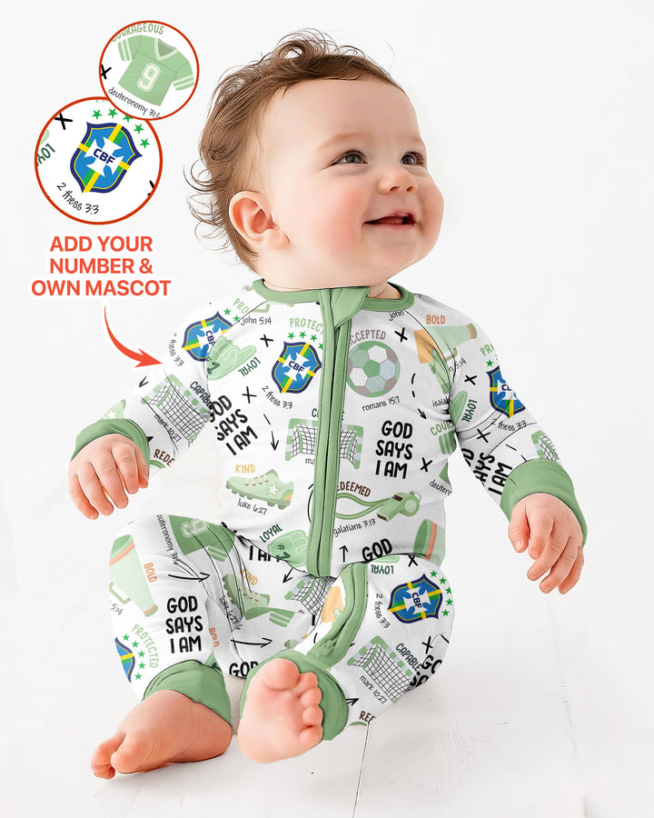 Personalized God Says I Am SOCCER Bamboo Convertible Zippy