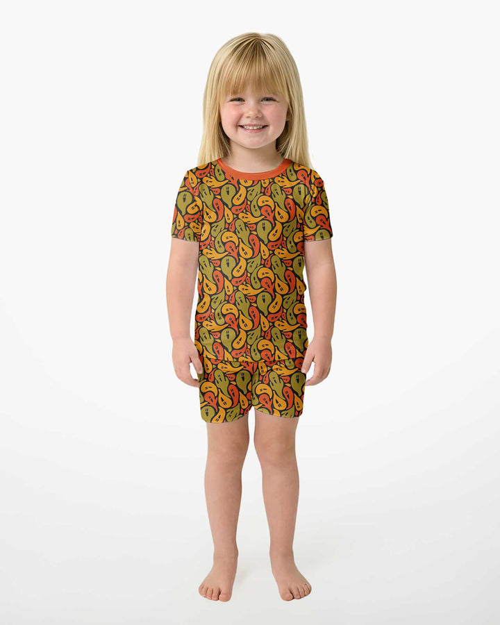 Retro Haunts & Happy Boos Bamboo Two Piece Short Sleeve Shorts Pajama Set