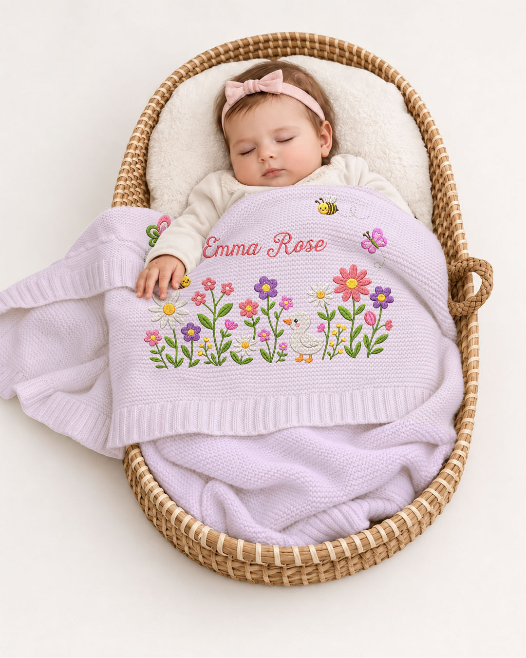 Lovely Floral Embroidered Baby Cotton Blanket