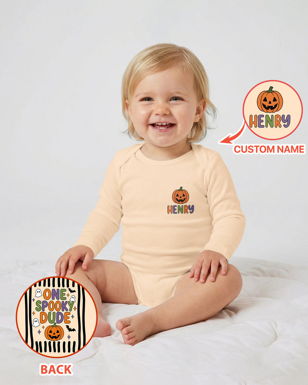 Personalized Halloween First Birthday Baby One Spooky Dude Bamboo Bodysuit