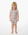 Christmas Tree Santa Bamboo Two Piece Short Sleeve Shorts Pajama Set
