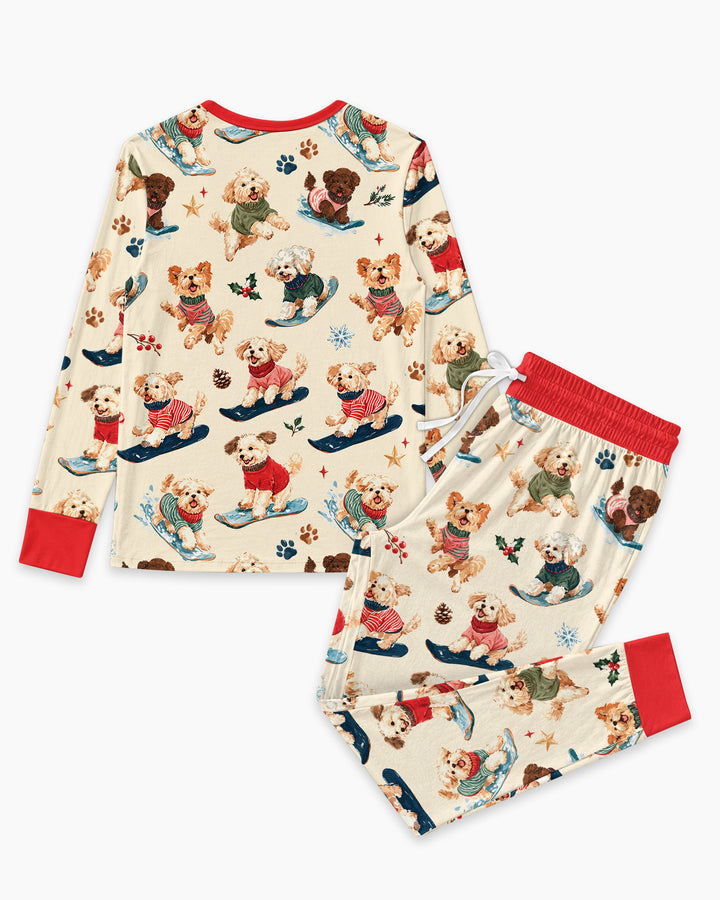 Snowboarding Dogs Bamboo Women Pajama Set