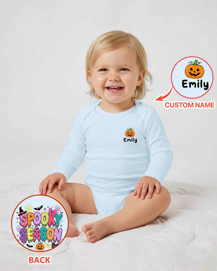 Personalized Spooky Season Pumpkin Ghost Bamboo Bodysuit
