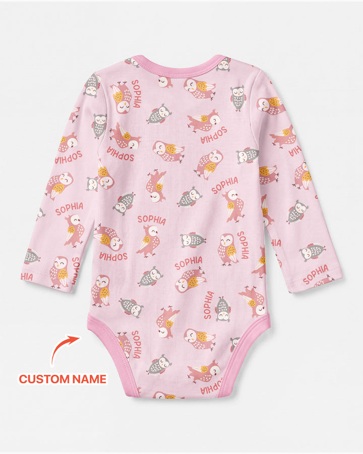 Custom Name Twin Owl Who's Who Bamboo Bodysuit