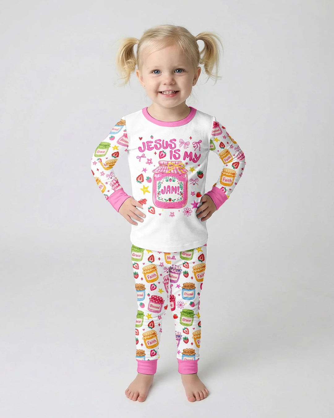 Zweiteiliges Langarm-Pyjama-Set mit Sommerfrüchten