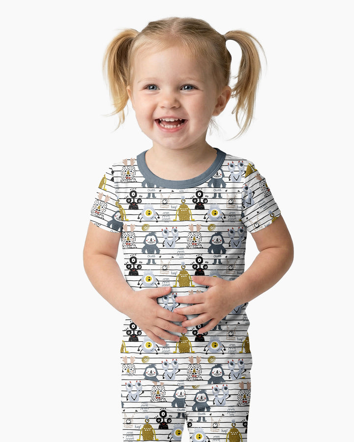 Playful Monster Friends Bamboo Two Piece Short Sleeve Pajama Set