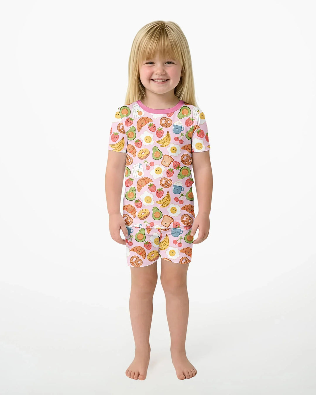 Breakfast Buddies Family Matching Bamboo Two Piece Short Sleeve Shorts Pajama Set