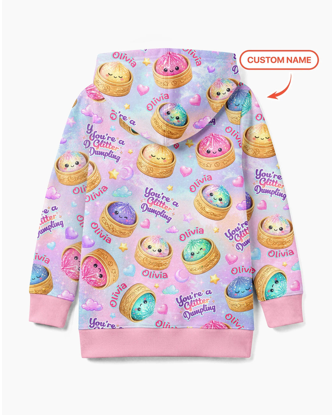Custom Name You're A Glitter Dumpling Bamboo Zip Hoodie
