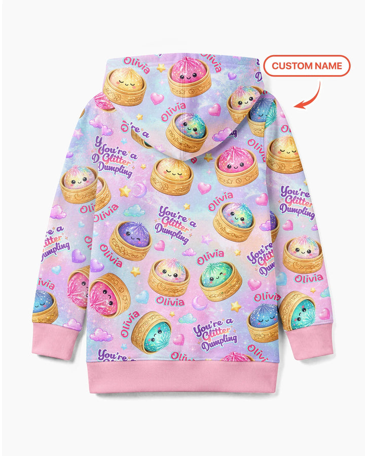 Custom Name You're A Glitter Dumpling Bamboo Zip Hoodie