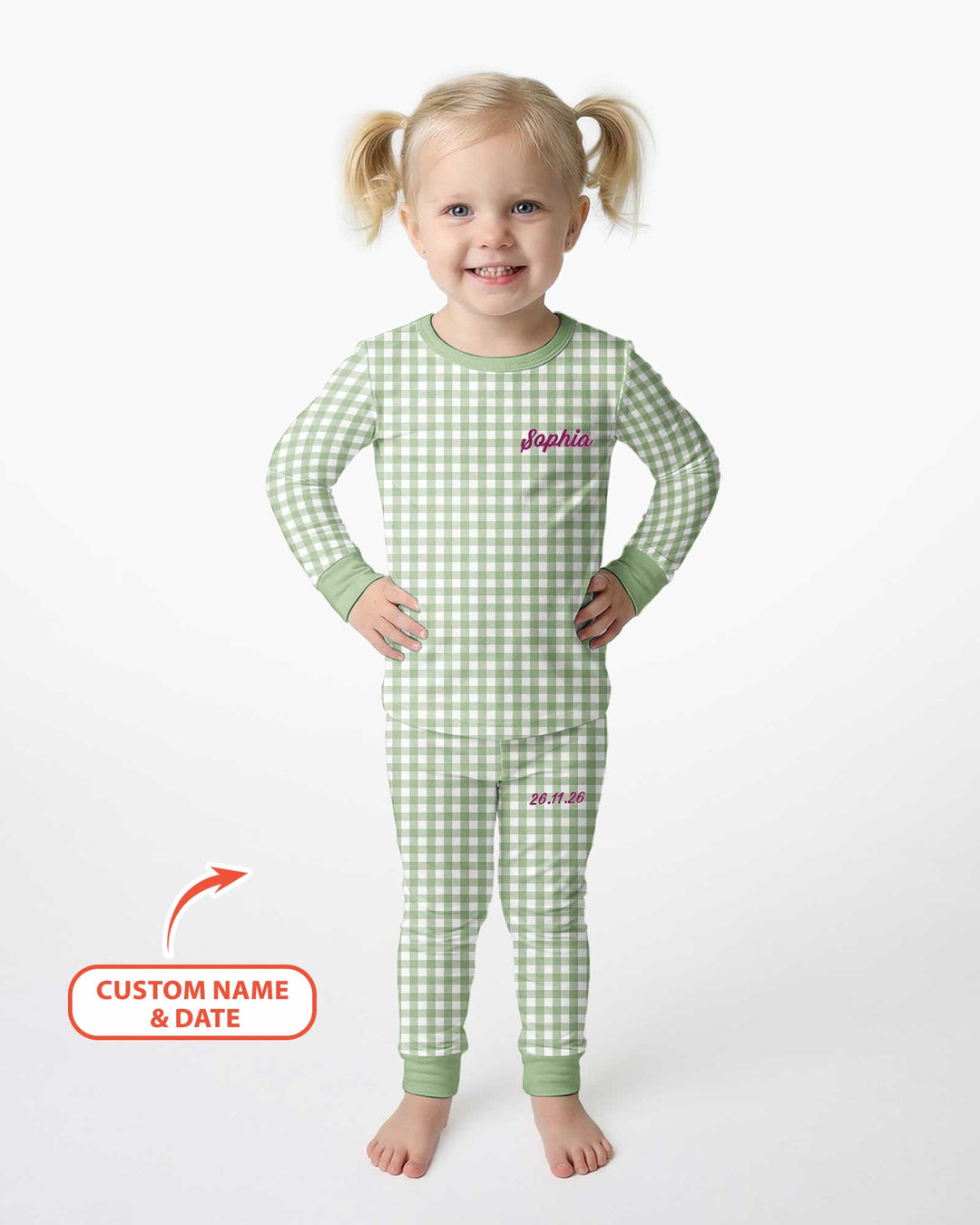 Embroidered Seersucker Bamboo Two Piece Long Sleeve Pajama Set