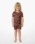 Retro Halloween Pumpkins Bamboo Two Piece Short Sleeve Shorts Pajama Set