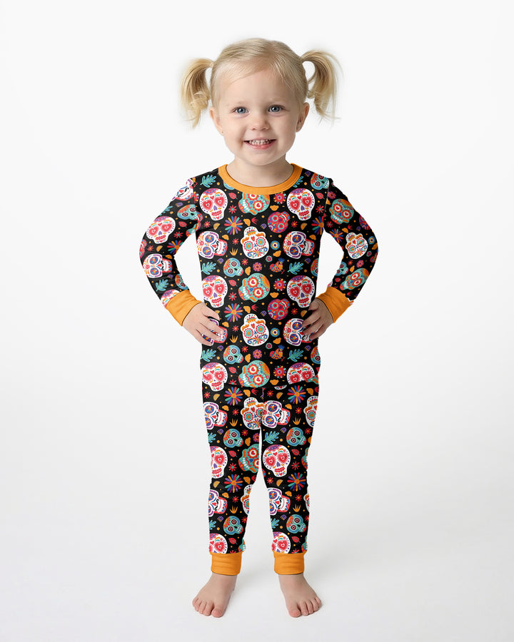Día de los Muertos Mexico Halloween Bamboo Two Piece Long Sleeve Pajama Set