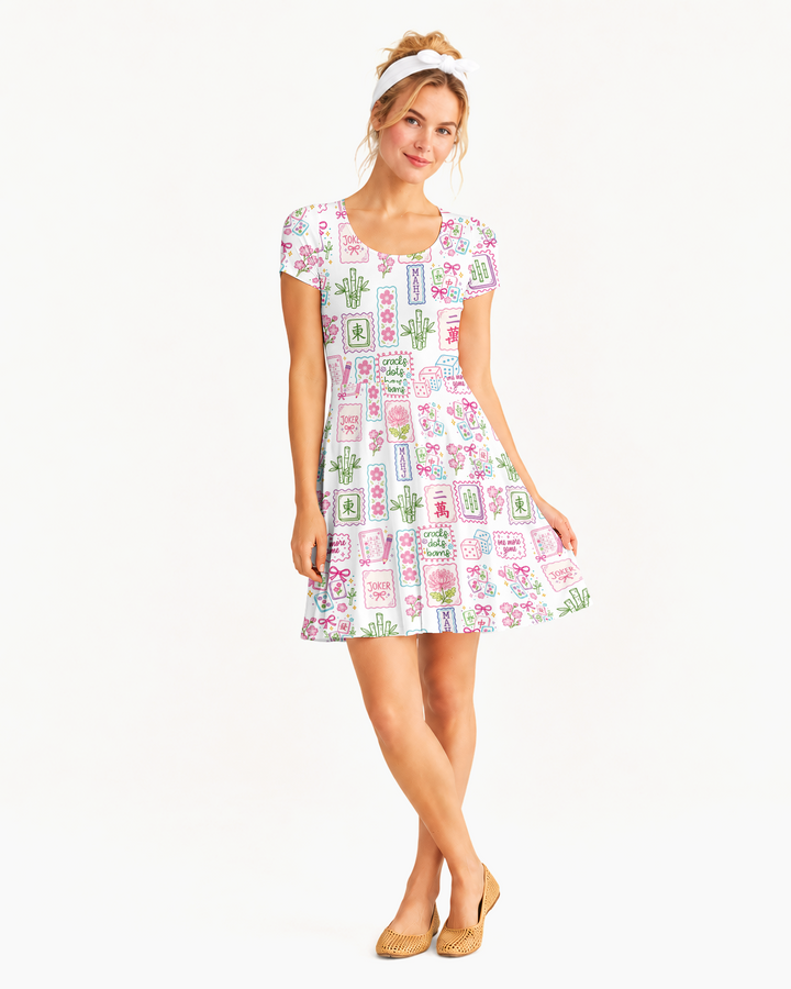 Cracks, Dots & Bams Mommy & Me Matching Bamboo Women’s Short Sleeve Twirl Dress