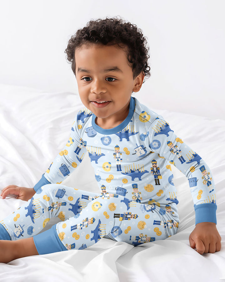 Hanukkah Nutcracker King Family Matching Bamboo Two Piece Long Sleeve Pajama Set