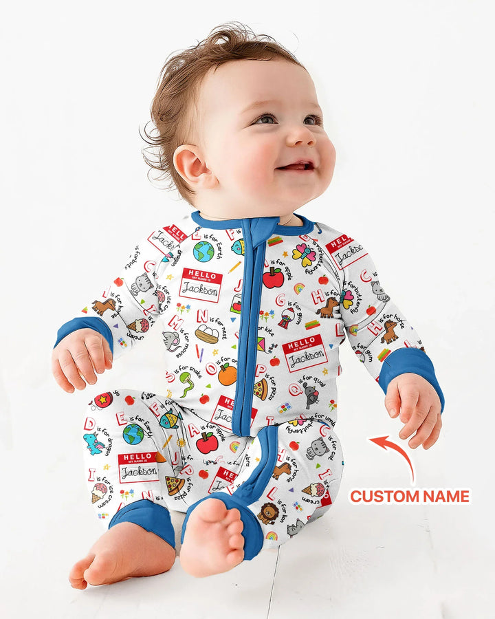 Custom Name Hello School ABCs Bamboo Convertible Zippy