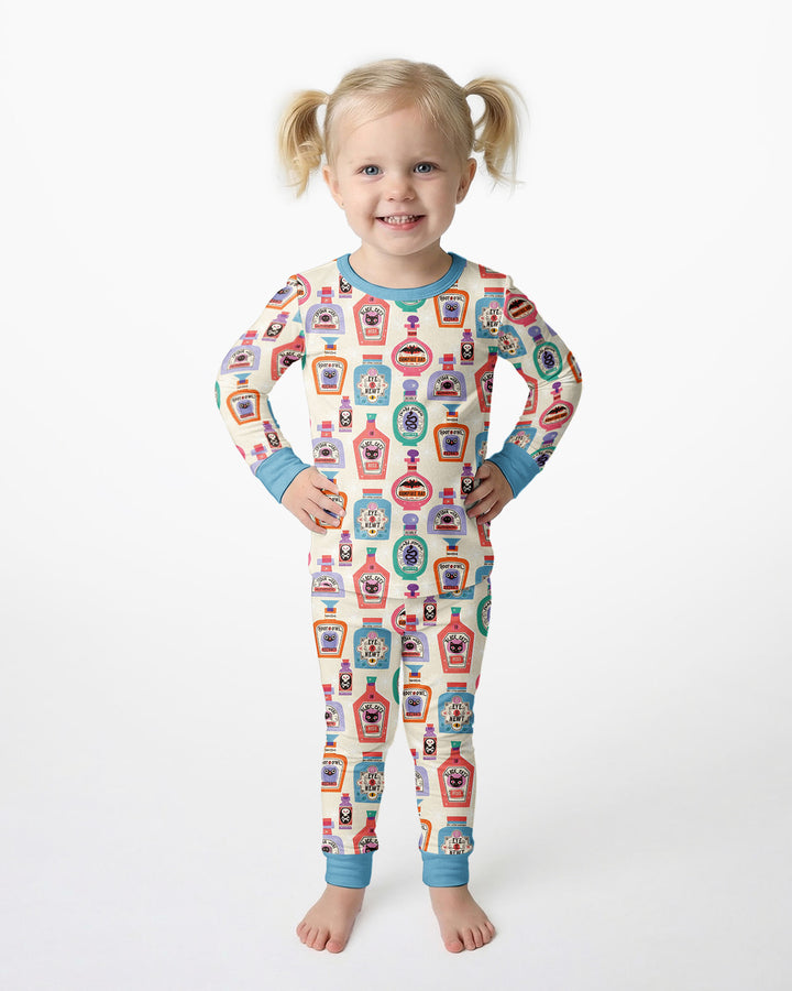 Retro Halloween Potions Bamboo Two Piece Long Sleeve Pajama Set