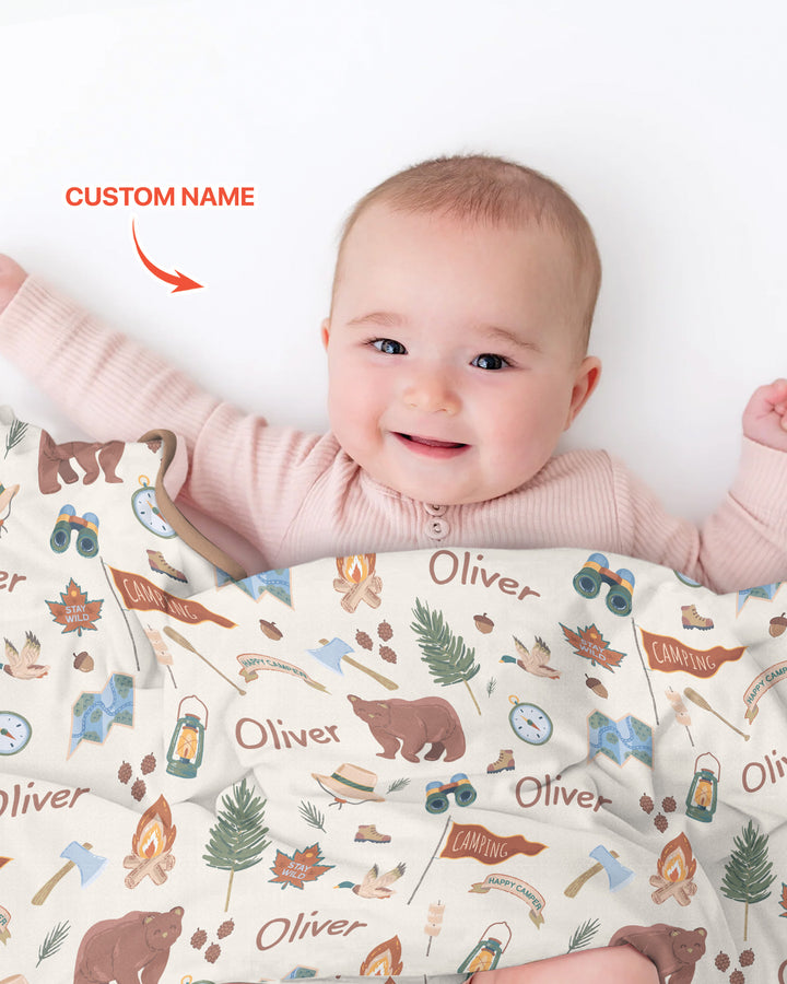 Custom Name Adventure Outdoors Bamboo Blanket