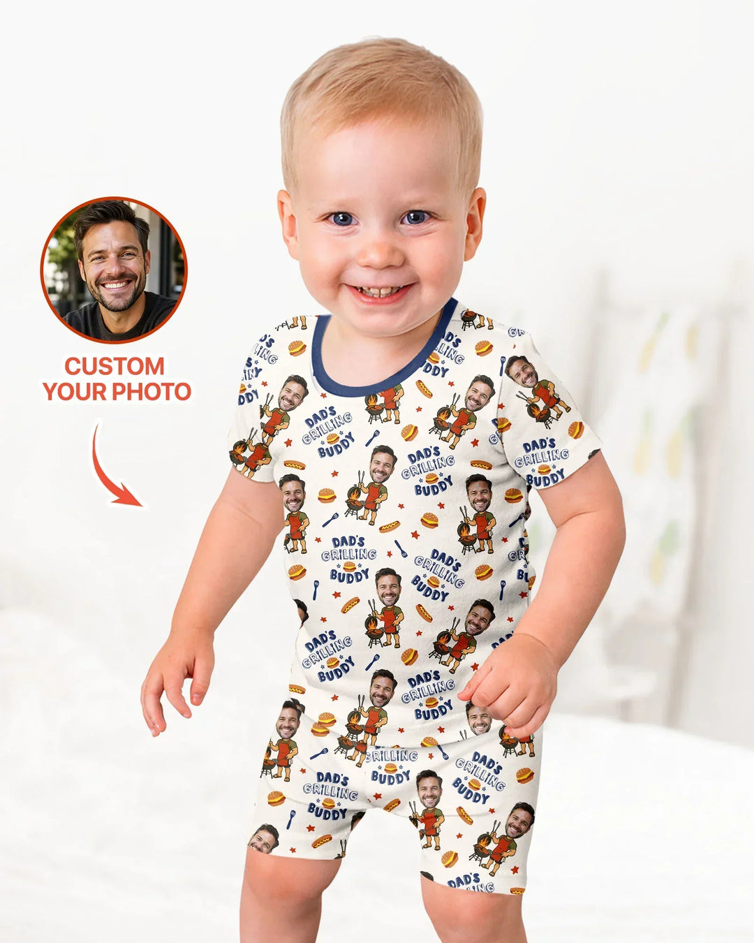 Zweiteiliges Pyjama-Set mit kurzen Ärmeln und Shorts im Sommer-Design