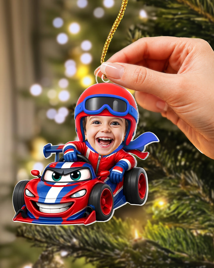 Little Speedster Personalized 1-Side Photo Acrylic Ornament