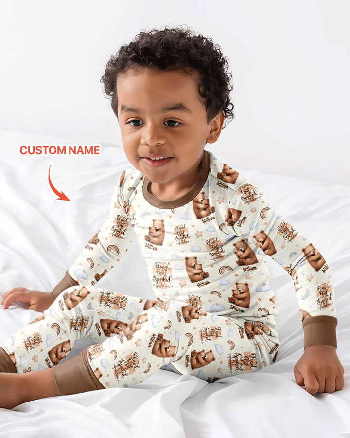 Zweiteiliges Langarm-Pyjama-Set mit Sommerfrüchten