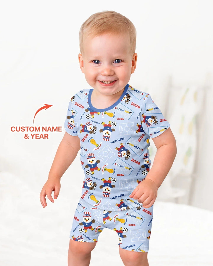 Zweiteiliges Pyjama-Set mit kurzen Ärmeln und Shorts im Sommer-Design