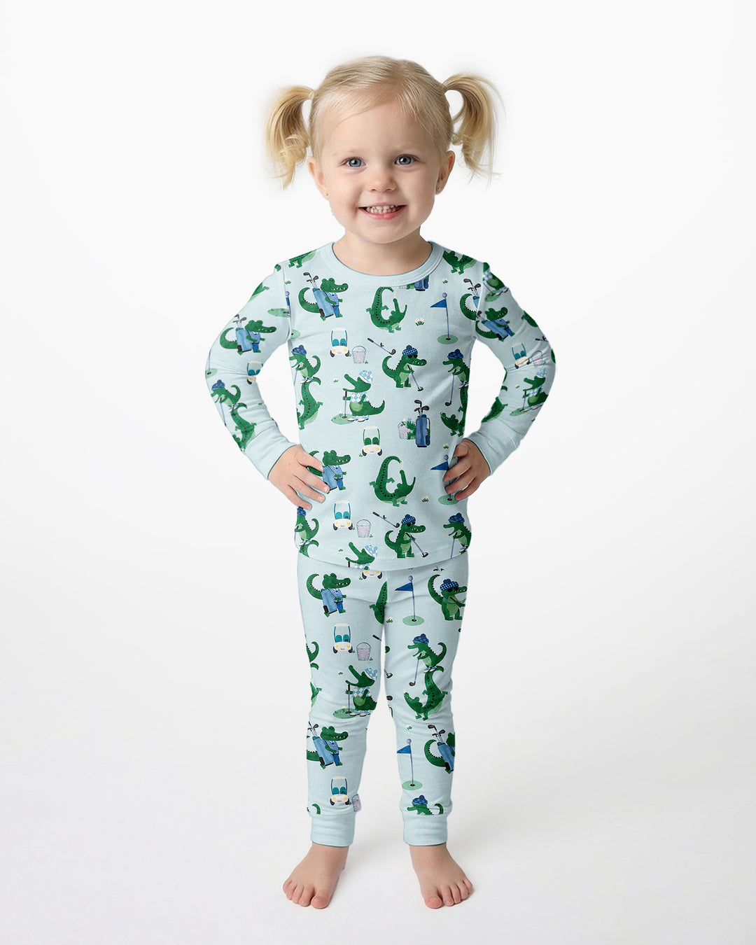 Golfing Gators Bamboo Two Piece Long Sleeve Pajama Set
