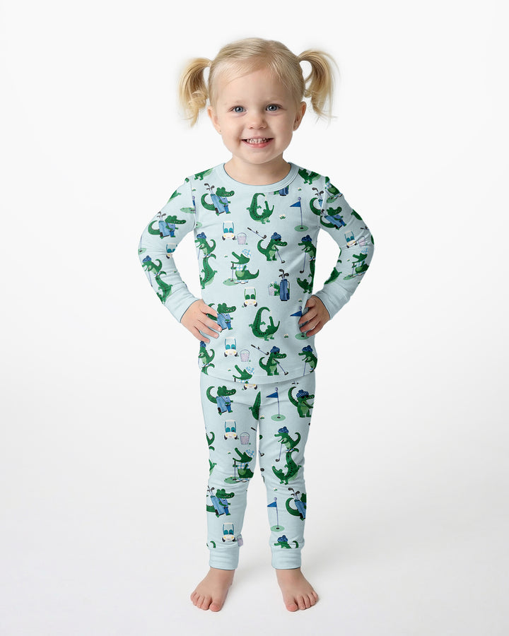 Golfing Gators Bamboo Two Piece Long Sleeve Pajama Set