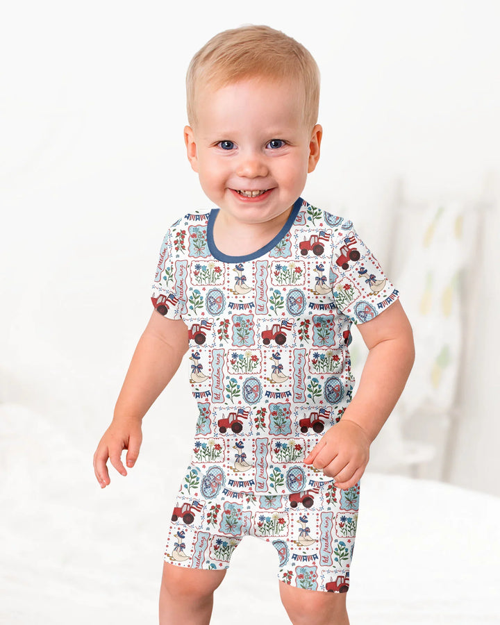 Template Zweiteiliges Pyjama-Set mit kurzen Ärmeln und Shorts