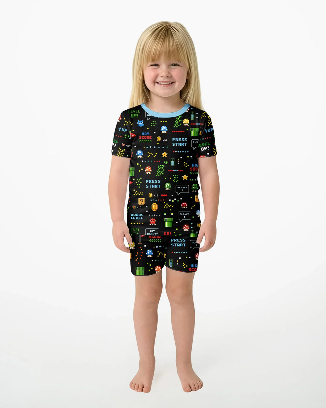 Template Zweiteiliges Pyjama-Set mit kurzen Ärmeln und Shorts