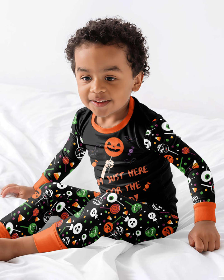 Halloween Lolipop I'm Just Here For The Candy Bamboo Two Piece Long Sleeve Pajama Set