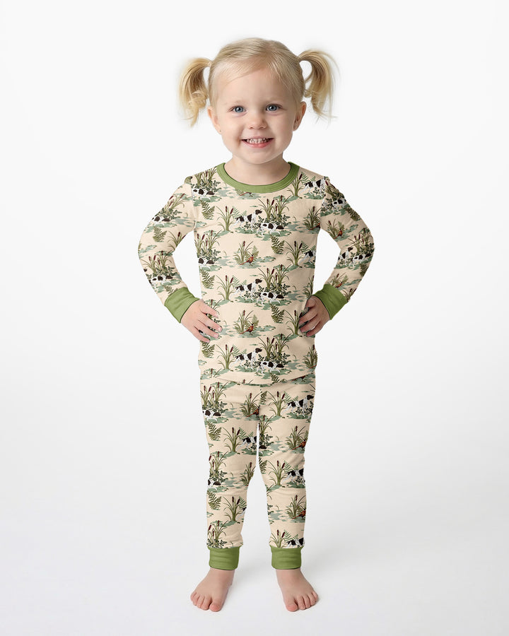 Vintage Pheasant & Hunting Dog Field Family Matching Bamboo Two Piece Long Sleeve Pajama Set