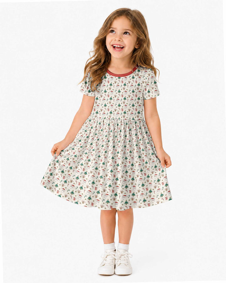 Snowy Santa Bamboo Twirl Dress