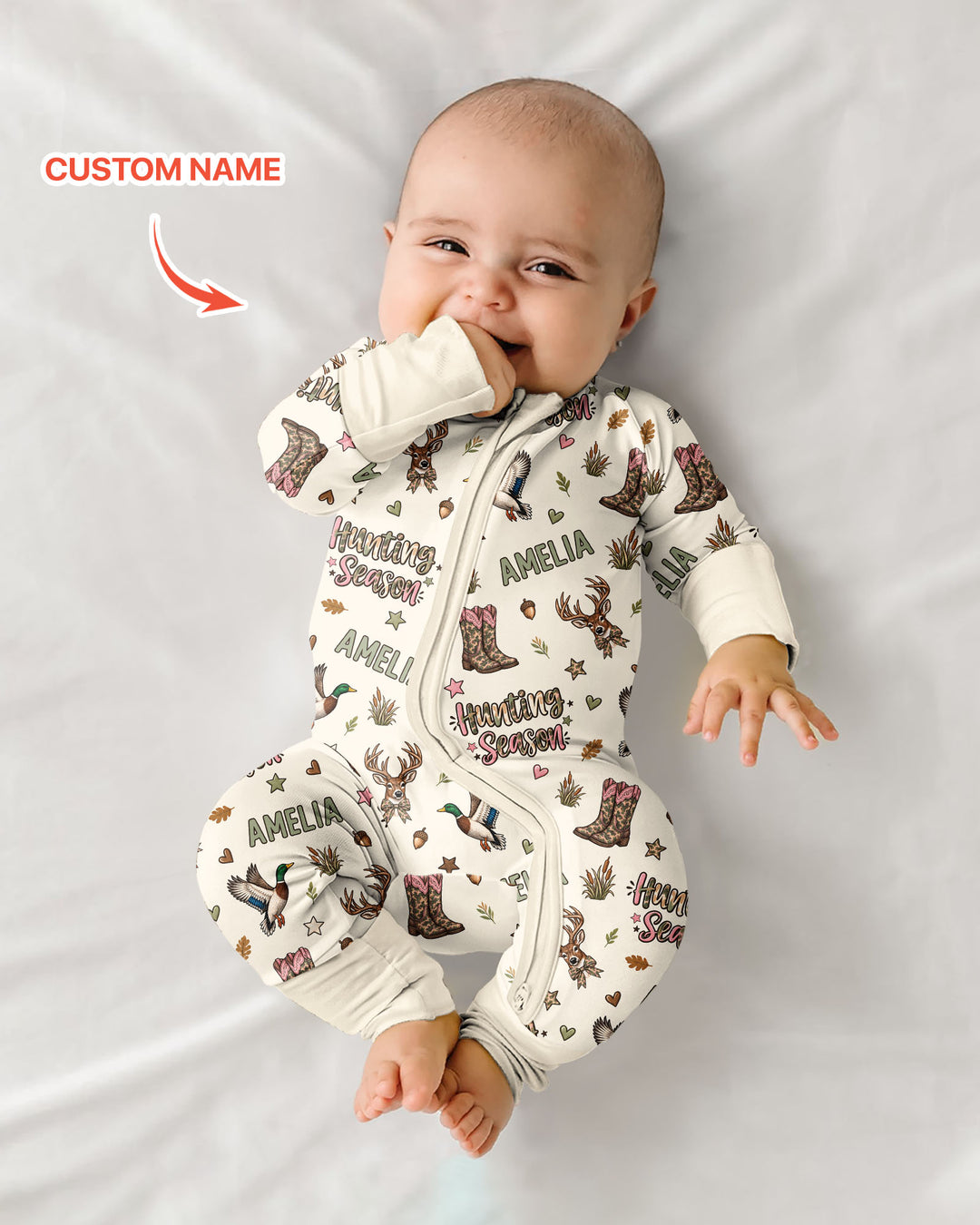 Custom Name Preppy Camo Bow Bamboo Convertible Zippy