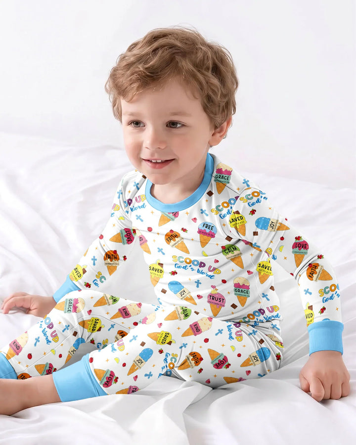 Zweiteiliges Langarm-Pyjama-Set mit Sommerfrüchten