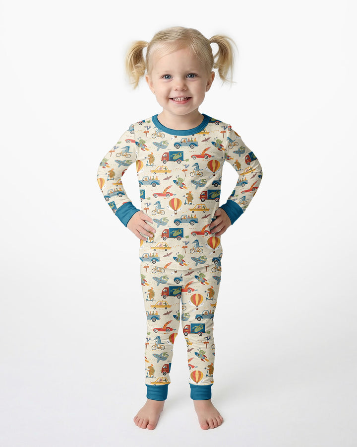 Monsters on the Move Bamboo Two Piece Long Sleeve Pajama Set