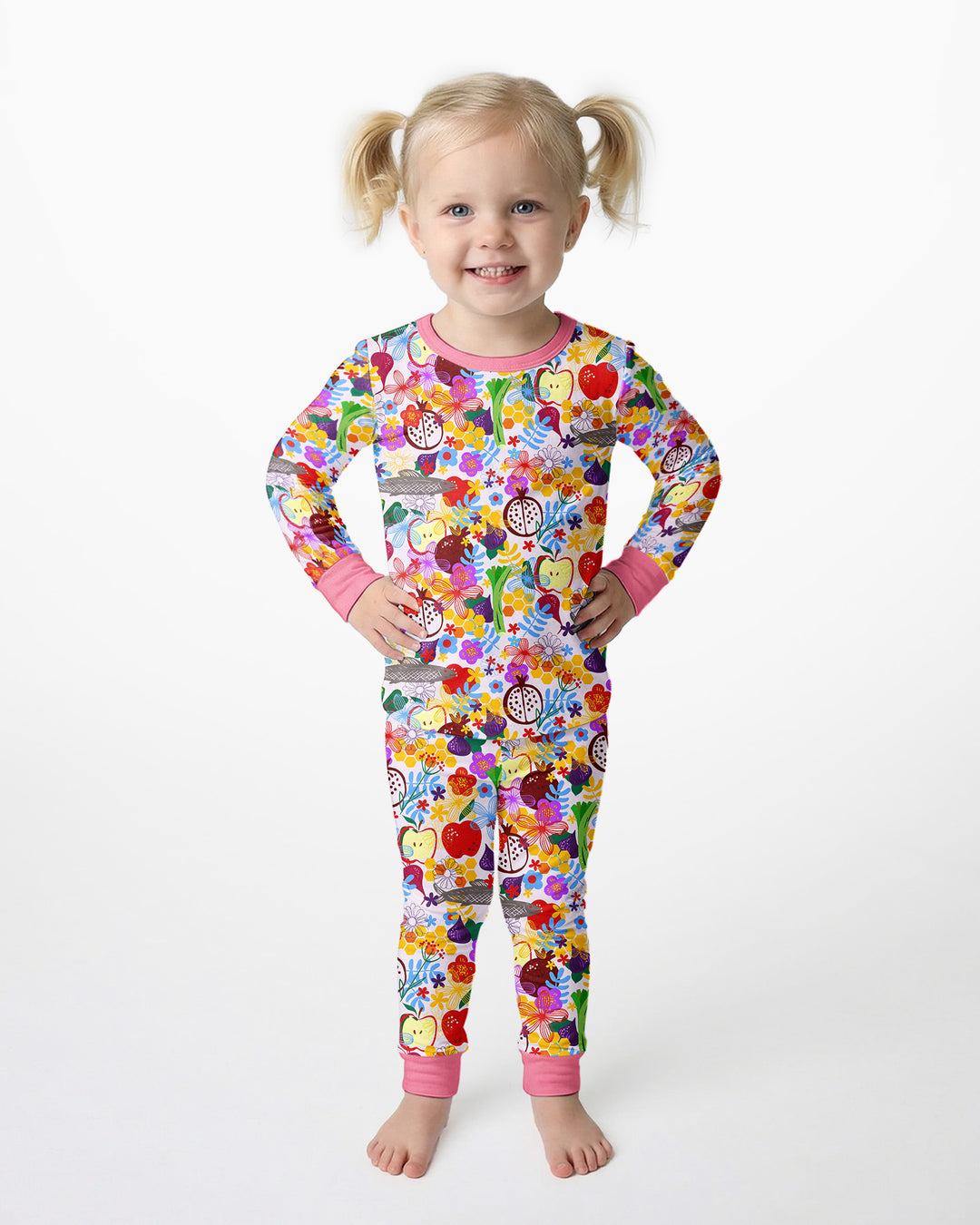 Happy Rosh Hashanah Bamboo Two Piece Long Sleeve Pajama Set
