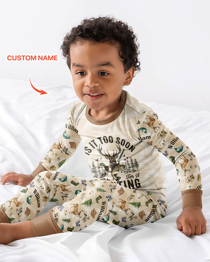Personalized Funny Hunting Bamboo Two Piece Short Sleeve Pajama Set
