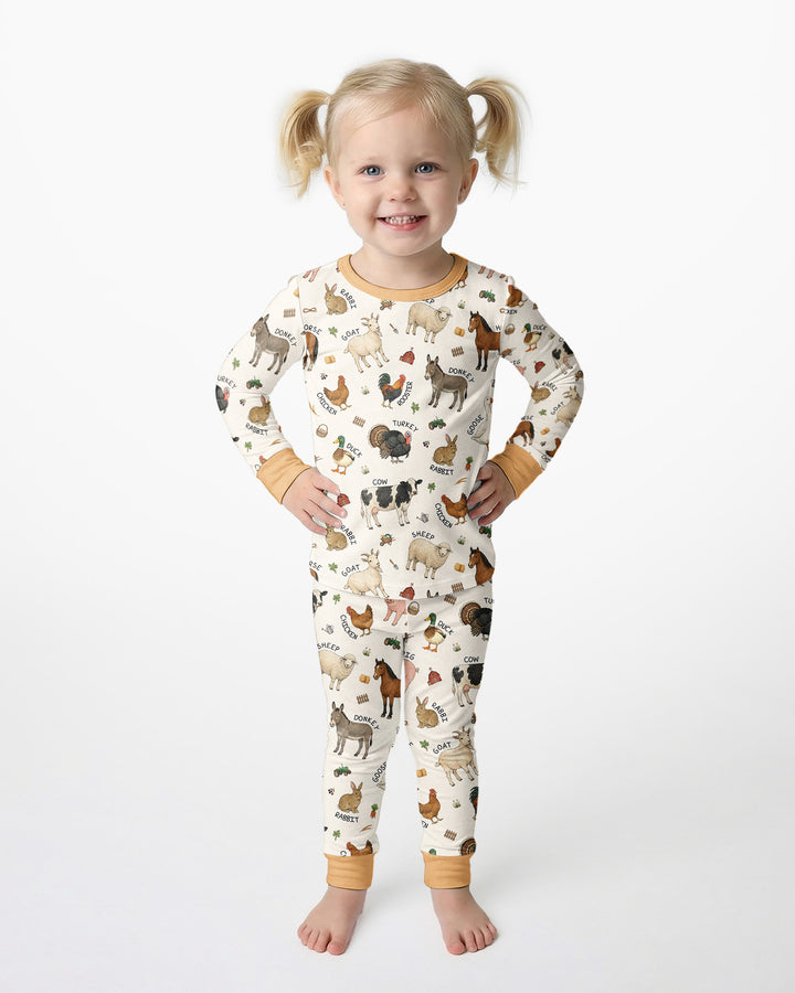 Barnyard Animals Bamboo Two Piece Long Sleeve Pajama Set