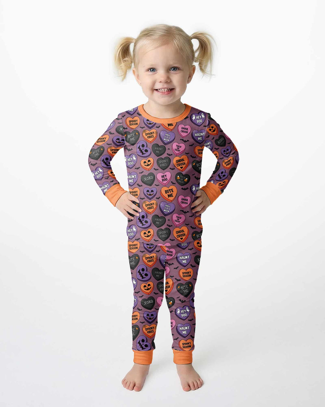Candy Hearts Halloween Bamboo Two Piece Long Sleeve Pajama Set