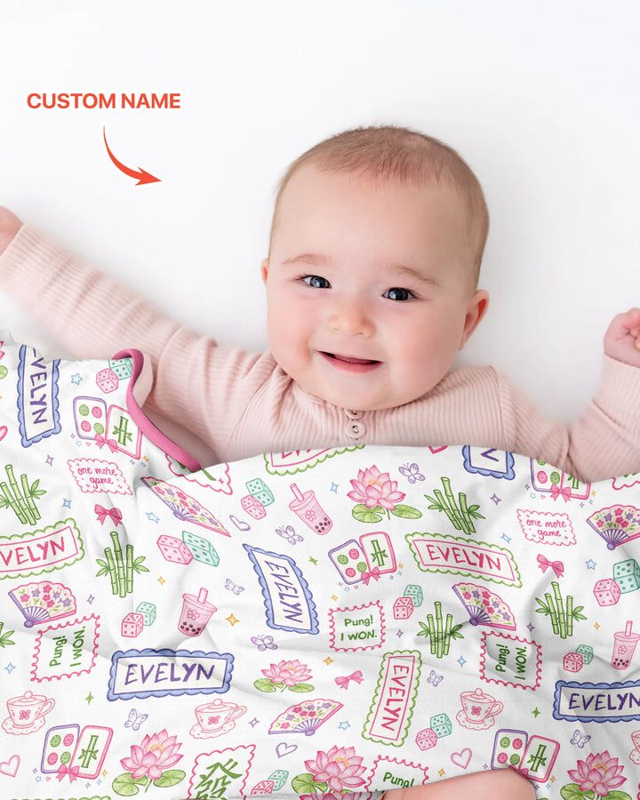 Personalized Preppy Mahjong  Bamboo Blanket