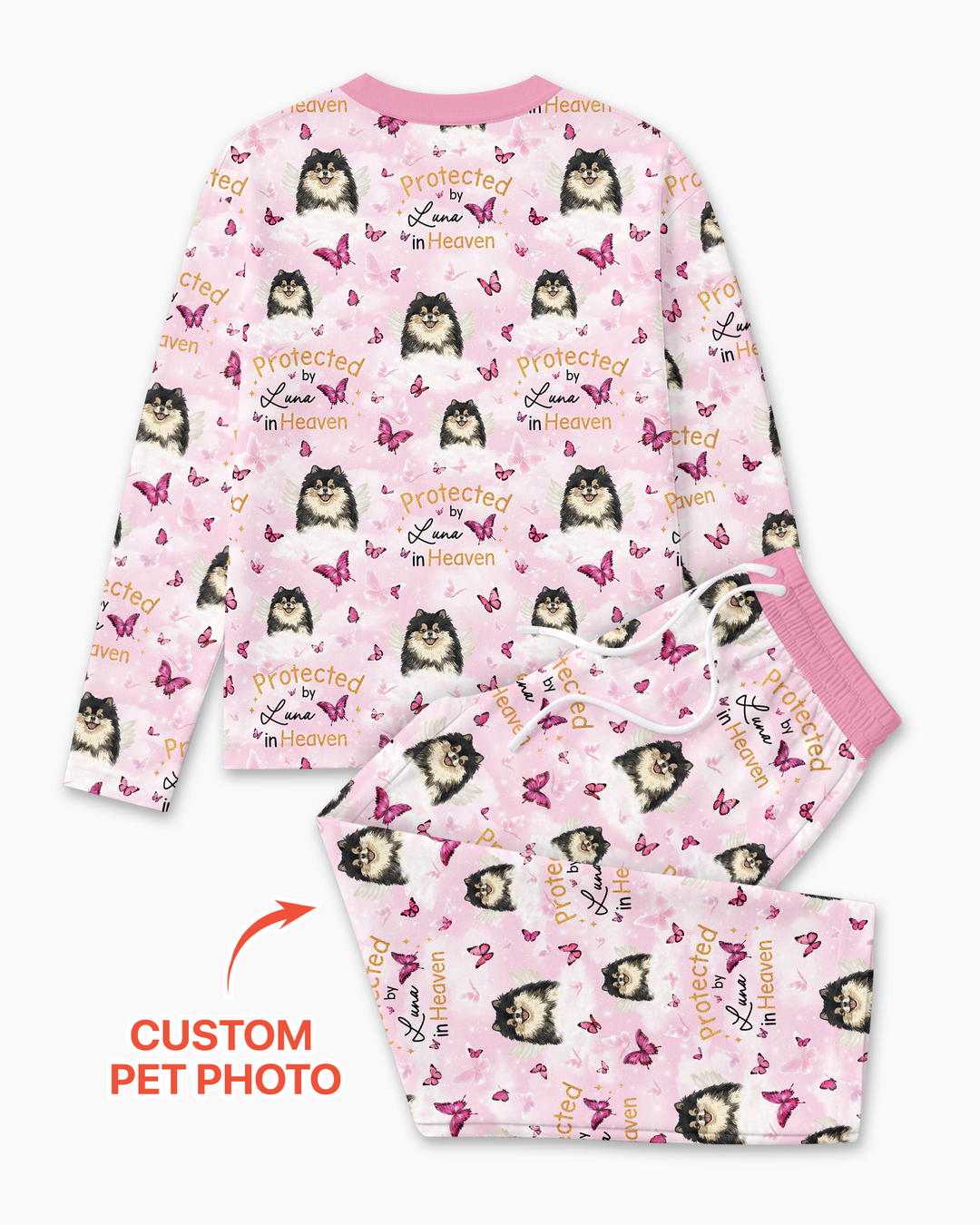Custom Pet Photo Protected By Heaven Family Bamboo Men's Pajama Set