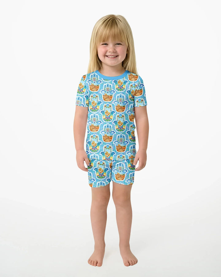 Schlafanzug-Set zweiteilig, kurze Ärmel, kurze Hose, Bambus