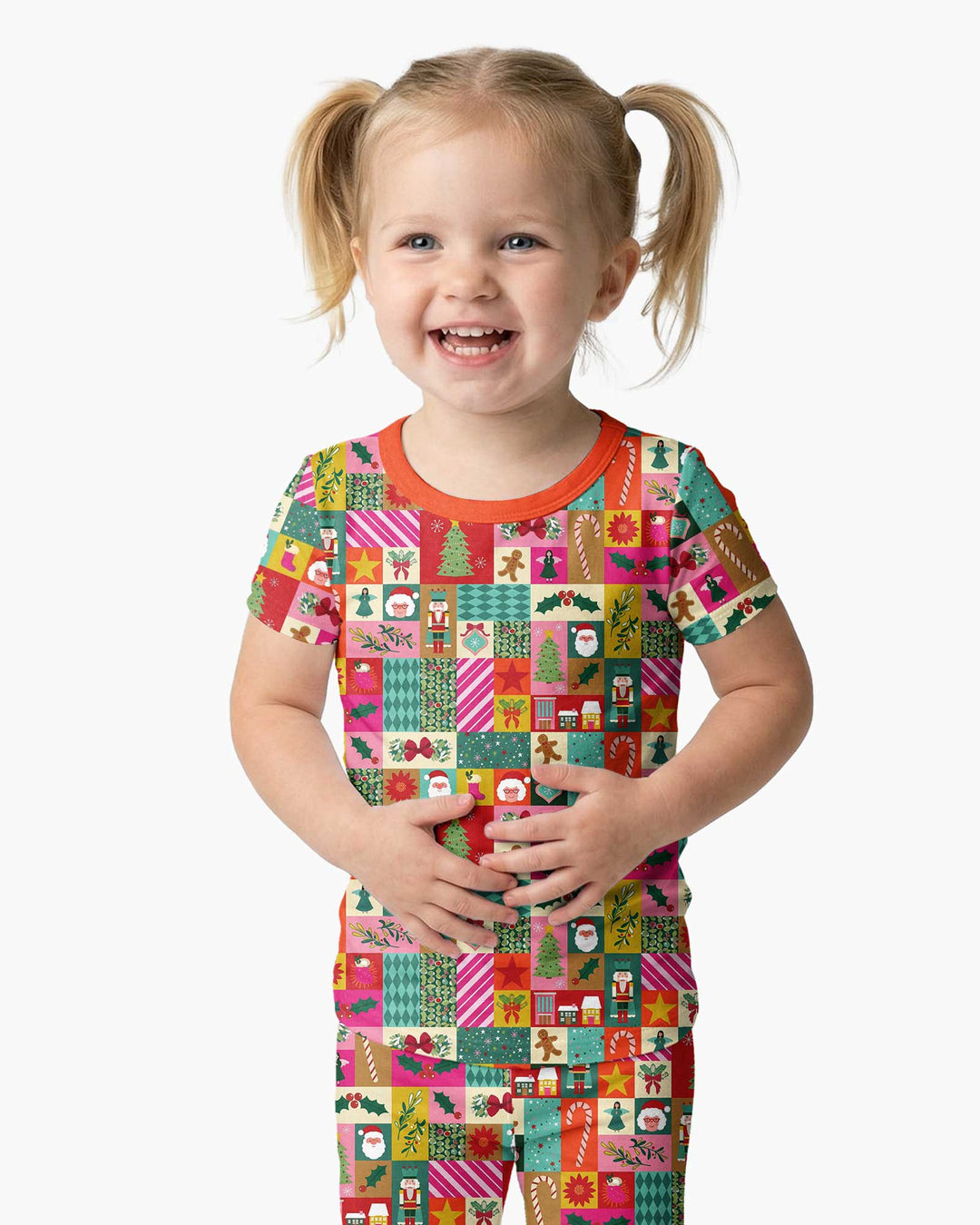 Maximalist Christmas Collage Bamboo Two Piece Short Sleeve Pajama Set