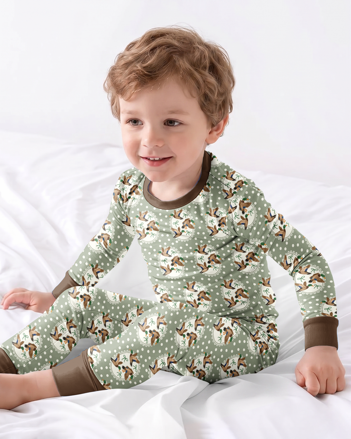 Dapper Ducks & Bows Bamboo Two Piece Long Sleeve Pajama Set
